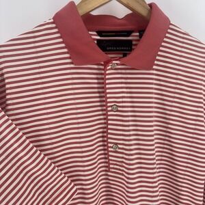 Greg Norman Performance Men L Golf Polo Play Dry Striped Short‎ Sleeve Stretch